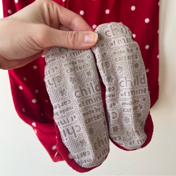 Red fleece holiday Christmas onesie pjs Kids One Piece Pajamas Set 3T girls boys - Picture 5 of 10